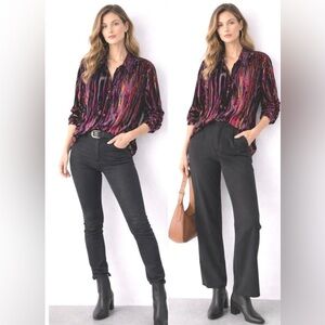 Bob Mackie Velvet Burnout Jewell Tone Blouse
